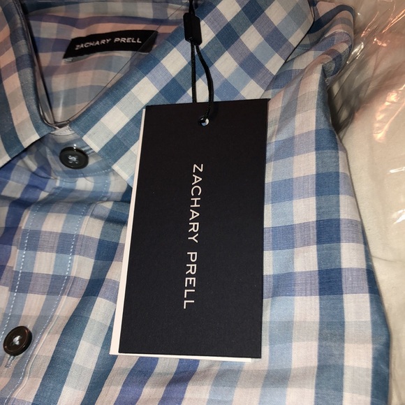 🔥 SALE! $40 for retail $168! NWT Zachary Prell Blue Plaid L/S Shirt - Picture 2 of 9